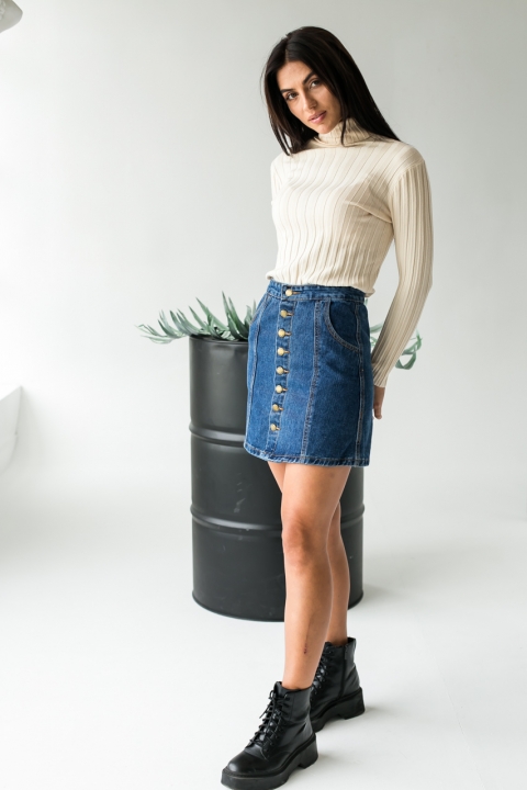 Стильная джинсовая юбка с пуговицами - 713 - купить в Украине | Интернет магазин LUREX