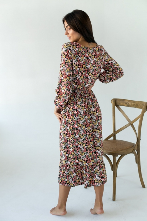 Элегантное платье миди в цветочный принт - 101115 - купить в Украине | Интернет магазин LUREX