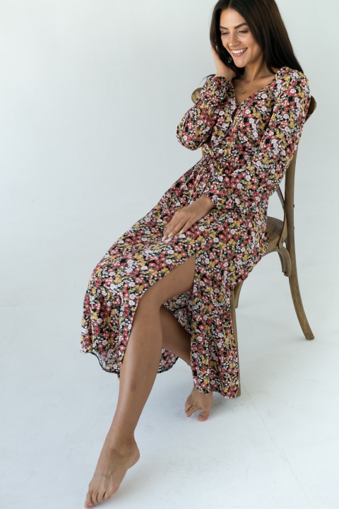 Элегантное платье миди в цветочный принт - 101115 - купить в Украине | Интернет магазин LUREX