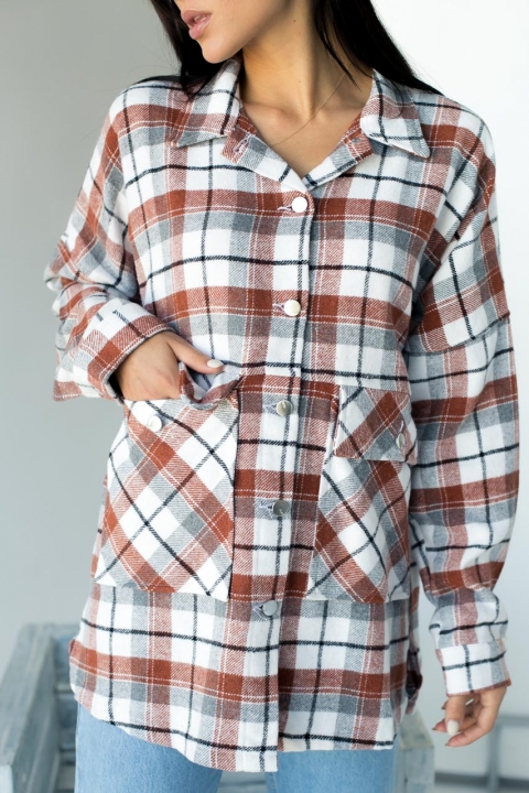 Стильная рубашка пальто в клетку - 20304 - купить в Украине | Интернет магазин LUREX