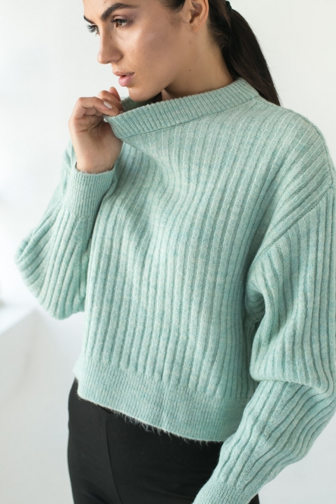 Вязаный свитер со свободным рукавом - 4399 - купить в Украине | Интернет магазин LUREX