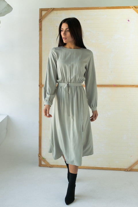 Елегантне однотонне плаття з пояском - 46108 - купити в Україні | Інтернет магазин LUREX