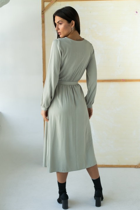 Элегантное платье однотонное с пояском - 46108 - купить в Украине | Интернет магазин LUREX