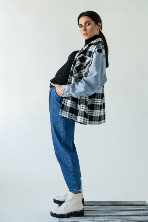 Стильна сорочка з джинсових рукавів - 202053 - купити в Україні | Інтернет магазин LUREX