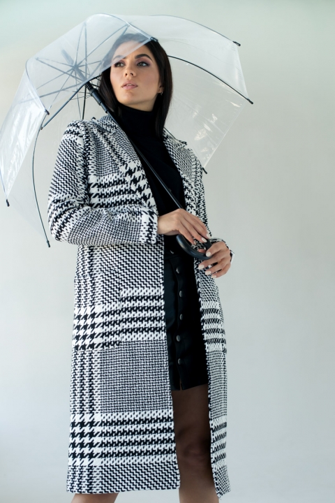 Пальто в модную гусиную лапку - 20354 - купить в Украине | Интернет магазин LUREX