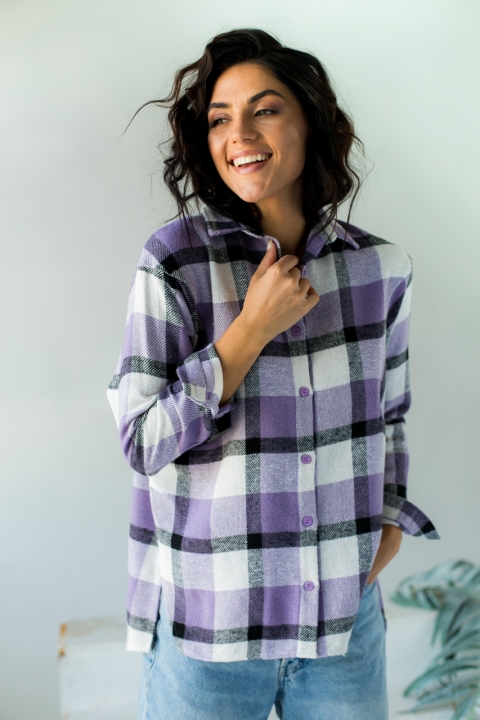 Жіноча сорочка в клітину з щільною тканиною - 8078 - купити в Україні | Інтернет магазин LUREX