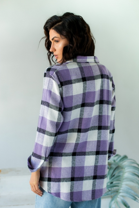 Женская рубашка в клетку из плотной ткани - 8078 - купить в Украине | Интернет магазин LUREX