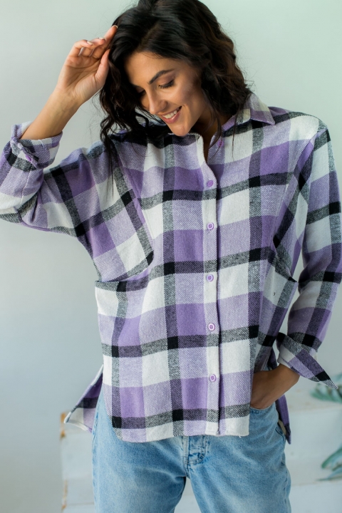 Жіноча сорочка в клітину з щільною тканиною - 8078 - купити в Україні | Інтернет магазин LUREX