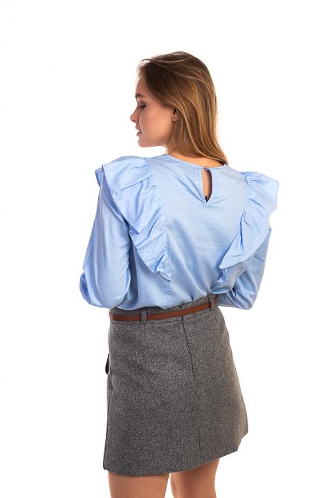 Фото 3 модели 30273 Элегантная блуза с рюшами Bel Mode - голубая