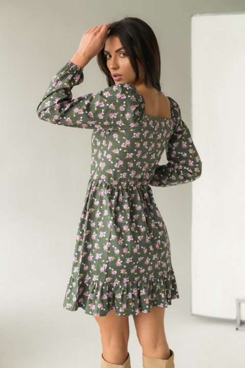 Элегантное платье интересного фасона в цветок - 46135 - купить в Украине | Интернет магазин LUREX