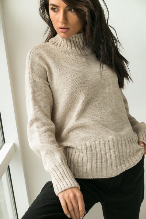 Теплый свитер с манжетами вязки лапша - 101749 - купить в Украине | Интернет магазин LUREX