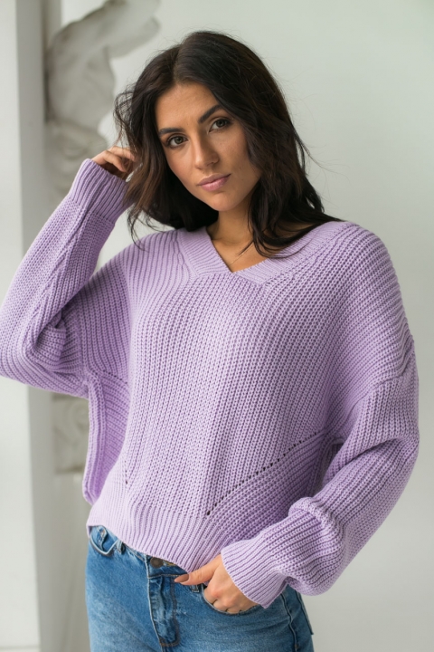 Вільний пуловер з подовженою спинкою - 4433 - купити в Україні | Інтернет магазин LUREX
