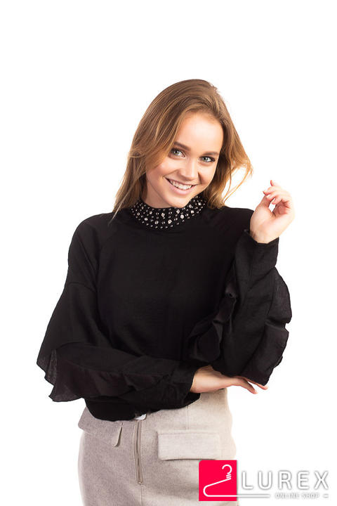 Фото 5 модели 4322 Оригинальная блуза с рюшей Last Girl - чорний