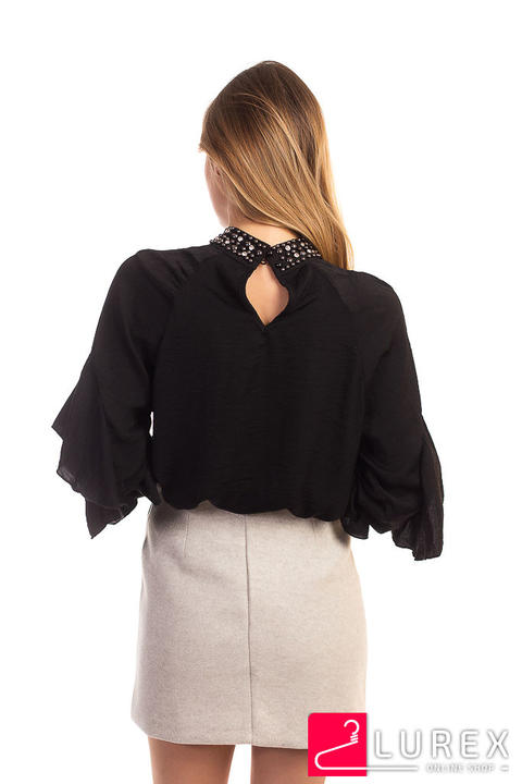 Фото 7 модели 4322 Оригинальная блуза с рюшей Last Girl - черная