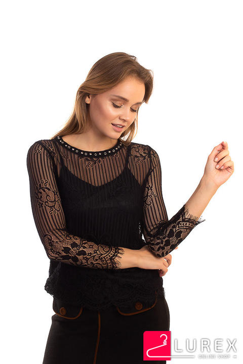 Фото 1 модели 232 Блуза из французского кружева Zeza Fashion - черная