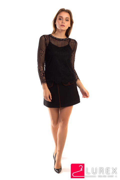Фото 2 модели 232 Блуза из французского кружева Zeza Fashion - чорний