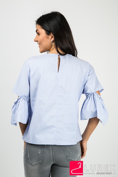 Фото 3 модели 9517 Романтическая блуза с рукавами-рюшами EVIS - голубая