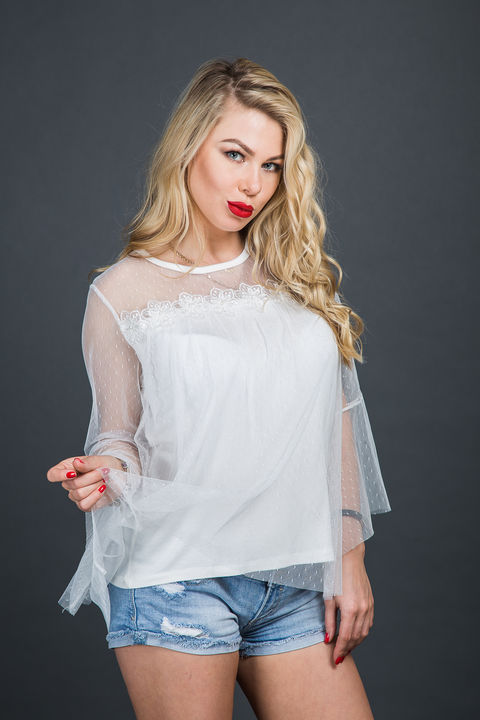Фото 2 модели 8061 Нежная прозрачная блуза из фатина - біла