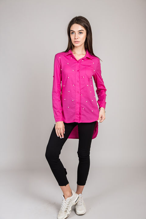 Фото 4 модели L0020 Рубашка с удлиненной спинкой LUREX - рожева