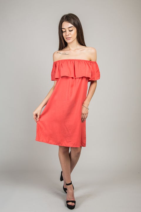 Фото 8 модели 185 Летнее платье с воланом - коралове