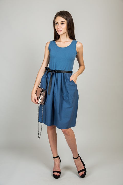 Фото 1 модели 86073 Стильное платье в casual-стиле - джинсовое