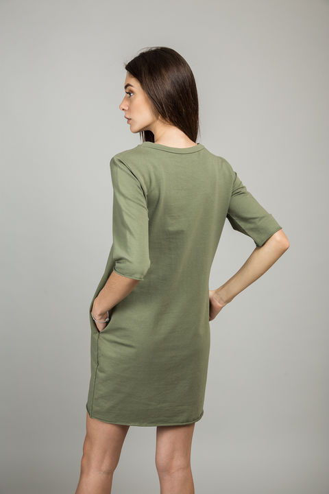 Фото 9 модели L0074 Платье с вышитыми цветами LUREX - коричневато-зеленое