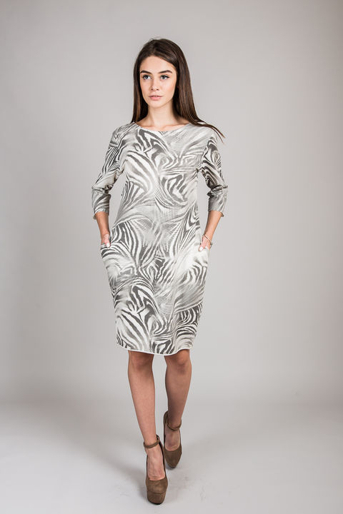 Фото 1 модели L0083 Женское платье с абстракцией LUREX - кремовое