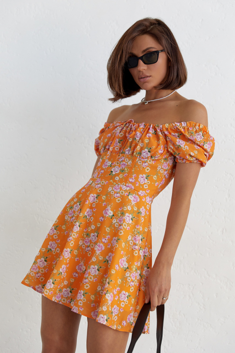 Женское летнее платье мини в цветочный принт