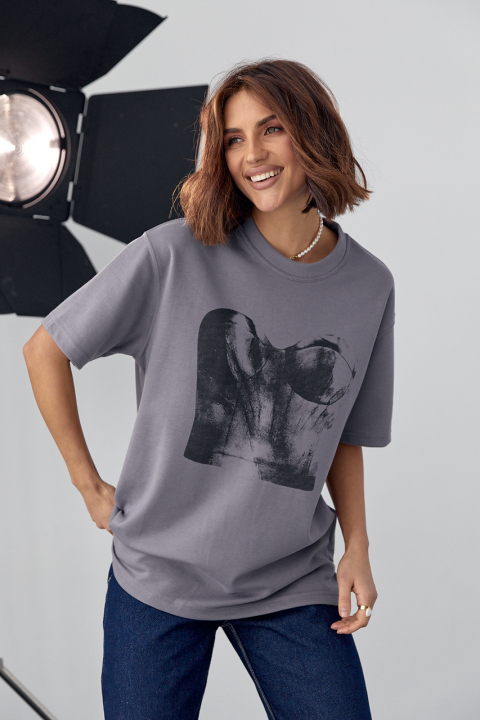 Женская футболка свободного кроя с принтом корсет