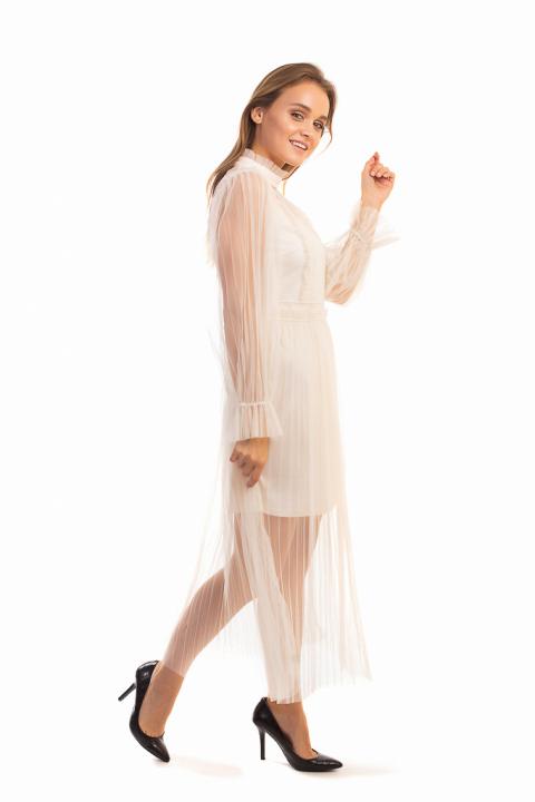 Фото 1 модели 8203 Винтажное платье из фатина Paccio - кремовое