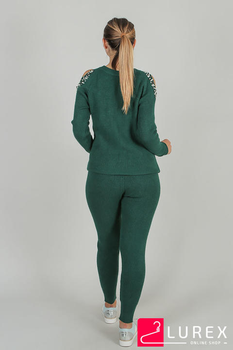 Фото 7 модели 01 Вязаный костюм с обнаженными плечами LUREX - зелений
