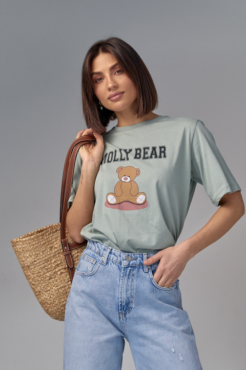 Хлопковая футболка с принтом медвежонка