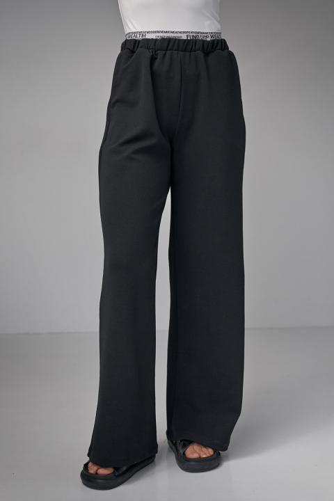 Трикотажные женские брюки с двойным поясом