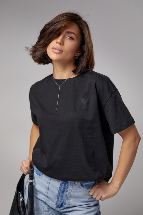 Жіноча однотонна футболка з вишивкою Ami Paris