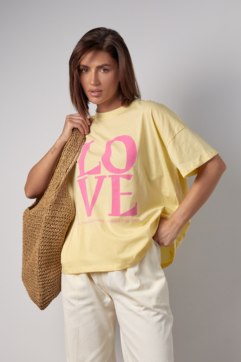Женская хлопковая футболка с надписью LOVE