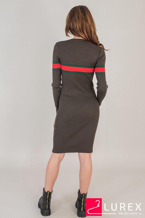 Фото 7 модели 315 Платье с горизонтальной полоской LUREX - коричневато-зеленое