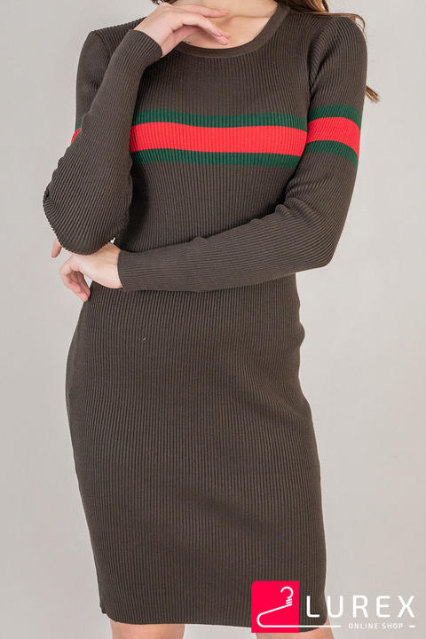 Фото 8 модели 315 Платье с горизонтальной полоской LUREX - коричнево-зелене