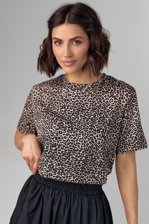 Трикотажна футболка з леопардовим візерунком