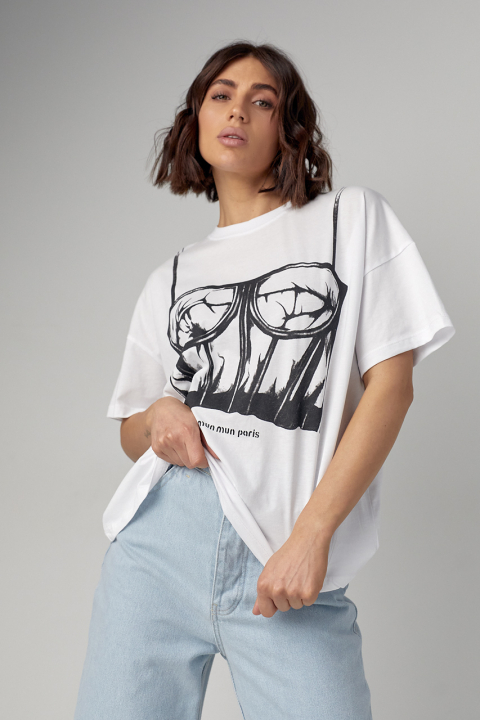 Жіноча футболка з принтом у вигляді корсета