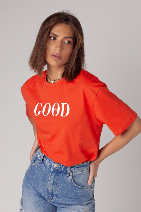 Трикотажна футболка з написом Good vibes