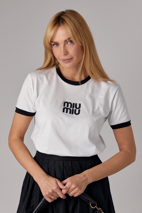 Женская трикотажная футболка с надписью Miu Miu
