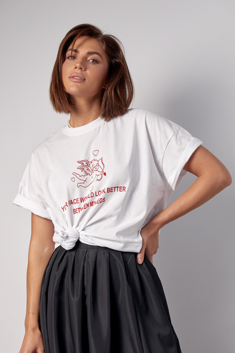 Женская футболка oversize с принтом ангела