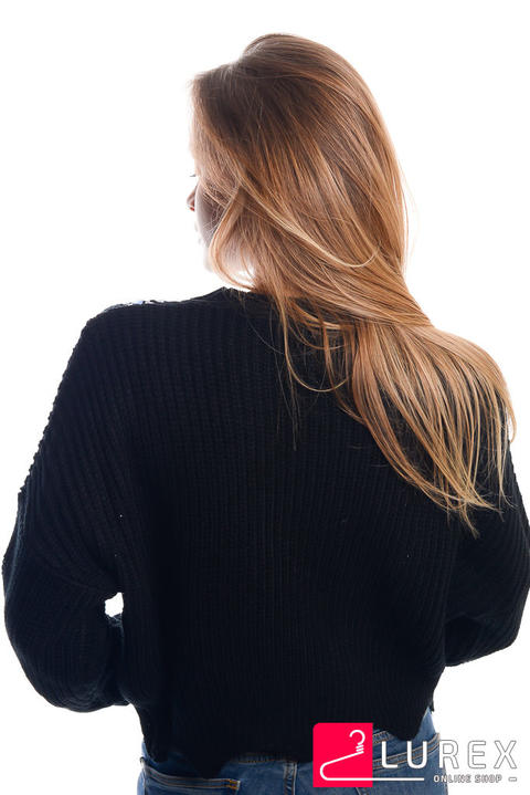 Фото 14 модели 8238 Кроп-свитер с радужными пайетками LUREX - чорний