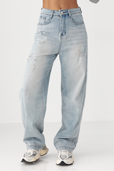 Джинси Baggy straight  із потертостями