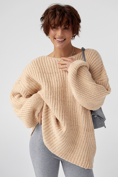 Однотонный джемпер крупной вязки