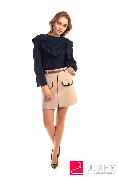 Фото 6 модели 867 Теплая юбка с имитацией карманов LUREX - кавовий