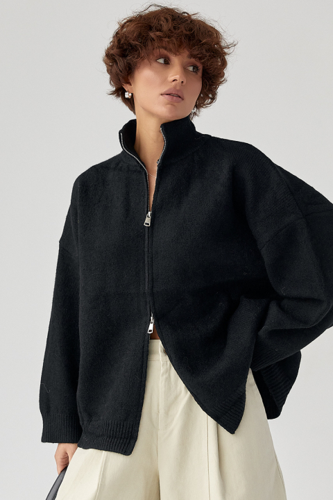 Вязаный кардиган оверсайз на молнии