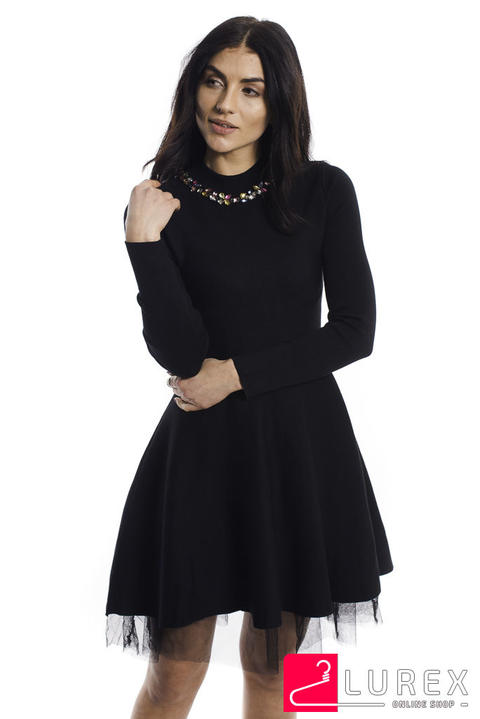 Фото 17 модели 1180 Платье с ожерельем и фатиновой юбкой LUREX - черное