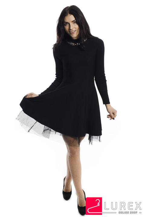 Фото 18 модели 1180 Платье с ожерельем и фатиновой юбкой LUREX - черное