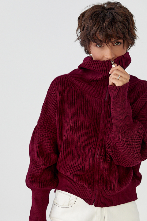 Вязаный женский кардиган на молнии